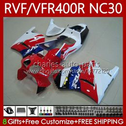 Body Kit For HONDA RVF400R VFR400 R NC30 V4 VFR400R 89-93 79No.53 RVF VFR 400 RVF400 R 400RR 89 90 91 92 93 VFR400RR Red white blue VFR 400R 1989 1990 1991 1992 1993 Fairing