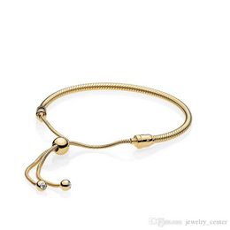 Designer Jewellery 925 Silver Bracelet Charm Bead fit Pandora 14K Yellow Gold Hand Rope BRACELET Slide Bracelets Beads European Style Charms Beaded Murano