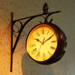 Wall Clocks Clock Interior Miscellaneous Goods Antique Nostalgic Double Sided Retro Europe Scandinavian Hanging Home Decoration