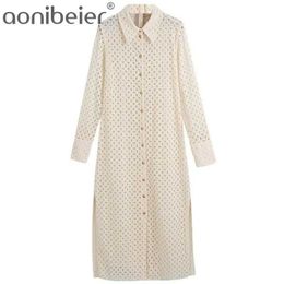 Fashion Embroidery Hollow Out Casual Beach Long Shirt Dress Summer Slit Side Women Straight Midi Female 210604
