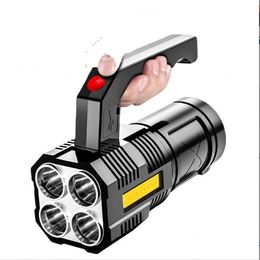2021 Year New Style 4LED Flashlight Mini Portable Lamp With Built-in 1200Ma 18650 Battery USB Rechargeable COB LED Flashlight