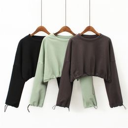 oversized crop hoodies sweatshirts women long sleeve pullovers Streetwear hip hop sweatshirt korean fashion clothes 210521