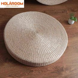 30cm 40cm Tatami Cushion Meditation Cushions Round Straw Weave Handmade Pillow Floor Chair Seat Mat Home decor cojin redondo 211110