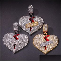 Pendant Necklaces & Pendants Jewellery Mens Hip Hop Necklace Iced Out Broken Heart Fashion Drop Delivery 2021 Vhosg