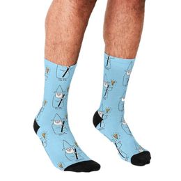 Men's Socks Funny Pizza Wizzard Printed Men Harajuku Happy Hip Hop Novelty Cute Boys Crew Casual Crazy For