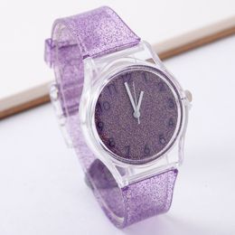 children watch quartz watches jelly wristwatch for girl boy baby student sport transparent plastic colour five