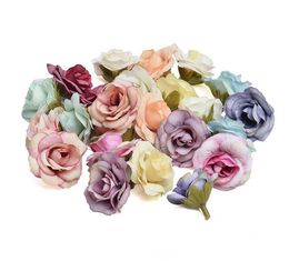 Artificial 4cm Silk Rose Flower Head Wedding Home Decoration Accessories DIY Wreath Gift Scrapbooking Craft Hotsale GC521