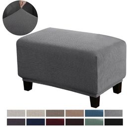 All-inclusive Stool Protector Rectangular Ottoman Chair Cover Elastic Home Footrest Slipcover Sofa Couvre Pouffe 211207