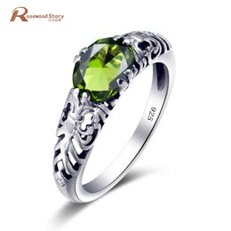 USA Classic Luxury Handmade 925 Sterling Silver Rings Vintage Style Olivine Peridot Rings for Women Creed Ring Wedding Gift