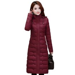 women slim long jacket thick winter parka office laides hooded warm cotton coat femme outwear cazadora mujer 211018