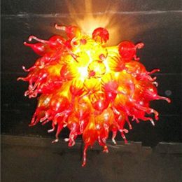 Modern Lamps Red Hand Blown Glass Chandeliers Lighting Crystal Chandelier Pendant Lights for Living Room 16 Inches