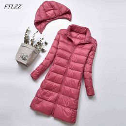 Women Warm 90% White Duck Down Coat Winter Ultra Light Jacket Hooded Parka Plus Size 4XL Female Jackets 210423