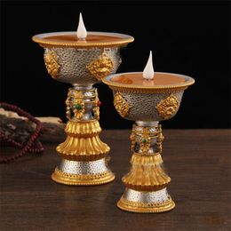 Candle Holders Votive Antique Luxury Tealight Buddhist Candlestick Vintage Brass Portavelas Home Decor DK50CH