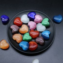 30MM Non-porous Heart Opal Stone handle pieces Charms No Hole Loose Beads Chakras Stones Healing Reiki Crystal CAB for DIY Making Crafts Decorate Jewellery Accessories