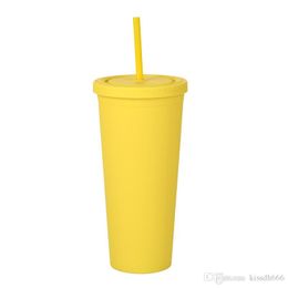 60psc 22OZ cups Matte Coloured Acrylic Tumblers with Lids and Straws Double Wall Plastic Resuable Tumbler