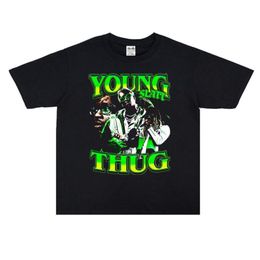 -Europeo e Americano Southern Rap Hip Hop Singer Young Thug Personalizzato T-shirt stampato manica corta Moda donna allentata