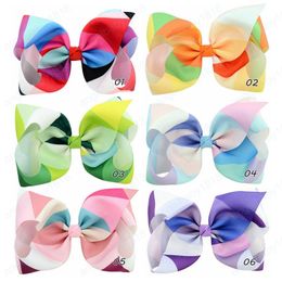 Girls Kids Bowknot Hairpins Rainbow Grosgrain Ribbon Bows With Alligator Clips Childrens Hair Accessories Baby Bubble Bow Barrette