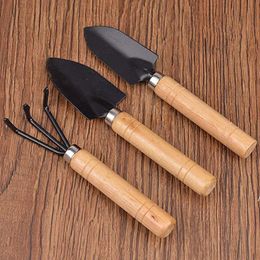 new Factory 3pcs/set Shovel Rake Set Wooden Handle Metal Head Shovel Flowers Potted Plants Mini Garden Tool Seed Disseminators EWB8072