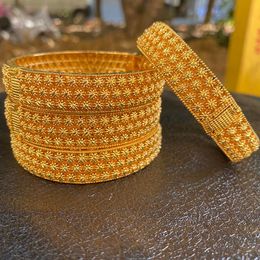 Bangle 4pcs Dubai Bangles For Women Gold Colour Islam Middle East 24k Ethiopian Bracelets Wedding Jewellery African Gifts