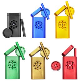 Colorful Grind Case Set Metal Aluminum Machine Kit With Smoke Pipe Pinch Hitter Grinder Combo Cigarette Holder Filter Cans