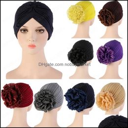 Beanie/Skl Caps Hats & Hats, Scarves Gloves Fashion Aessories Big Flower Women Turban Hat Muslim Headscarf Pile Heap Cap Woman Soft Comforta