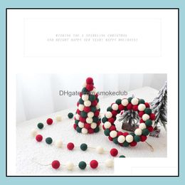 Decorations Festive Party Supplies Home & Garden 3Cm Wool Felt Ball String Childrens Room Decoration Diy Tree Wreath Pendant Christmas Gift