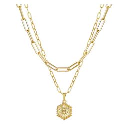 Pendant Necklaces Trendy Female Letter Round Beads Coin Necklace Sexy 26 Hexagon Shape Letters Gold Double Paper Clip 2022