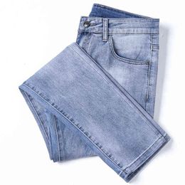 Men's Jeans designer Summer 2021 Thin Korean Version Small Foot Slim Fit Cotton Elastic International Embroidery BAI8
