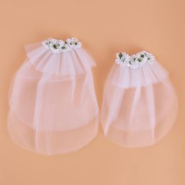 small wedding veils Australia - Dog Apparel Dogs Bridal Hair Flower Wedding Veil Headdress Pet Accessories Tiara Small