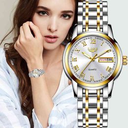 LIGE 2020 Gold Watch Women Ladies Creative Steel Women's Bracelet Watches Female Waterproof Clock Relogio Feminino