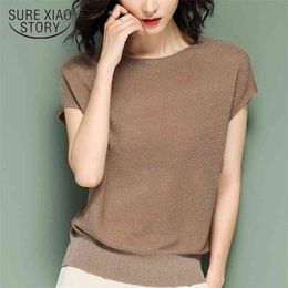 Short Sleeve Summer Women Tops Fashion s Clothing Plus Size Knitted Blouse Shirts casual s and Bouses 210719