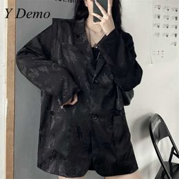 Y Demo Gothic Vintage Dragon Women Jacket Long Sleeve Retro Thin Blazer For Female Fashion 211006