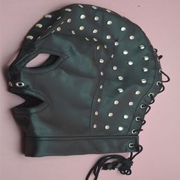 Soft PVC Leather Hood Mask Head Bondage Belt Slave In Adult Games , Fetish Sex Products Toys For Men And Women