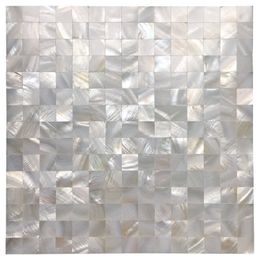 -Art3D 30x30cm 3d Wandaufkleber Weiße nahtlose Mutter der Perlenfliesenschale Mosaik für Badezimmer / Küchenrückstände (6 Stück)