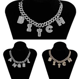Goth Women's Round Neck Crystal Necklace with Angel Letters, Punk, Rhinestone, Miami, Cuba Chain, Kpop, Fashion Jewelry, Gifts Q0809