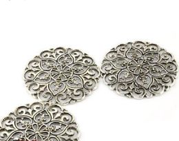 2021 12PCS/LOT, DIY Jewellery Scarf Findings Mental Zinc Alloy Round Plate Charm Flower Pendant Accessories, Free