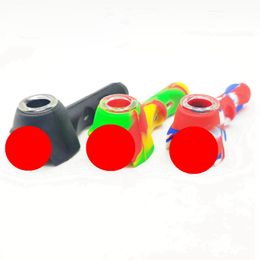 Latest Colorful Pipes Silicone Smoking Tube Handpipe Portable Innovative Design Dry Herb Tobacco Glass Filter Hole Bowl Cigarette Holder High Quality DHL