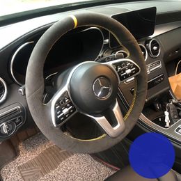 For Mercedes-Benz glc C260L C200L E300L C180 350 gla cla DIY custom suede leather hand stitched steering wheel cover