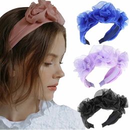 Flower Headband For Women New Hair Bands Headwear Girls 2021 New Yarn Bezel Hairband Fashion Wide Hair Accessories