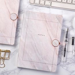 Marble Magnetic Buckle Notebook With Bookmark Kawaii Time Daily Plan Schedule Notepad School Office Kpop Stationery For Gift Notepads