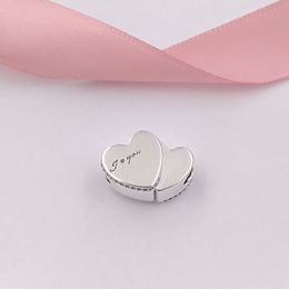 925 Sterling Silver Beads Two Hearts Charm Charms Fits European Pandora Style Jewellery Bracelets & Necklace 796560CZ AnnaJewel
