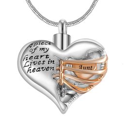 A Piece Of My Heart Lives In Heaven Pendant Locket Cremation Memorial Ashes Urn Heart Necklace Jewelry Keepsake