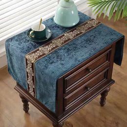 Custom Chinese Chenille Fabric Bedside Table Covering Cloth Coffee Tablecloth Safe Printer Shoe Cabinet Dust Protection Cloths