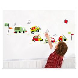 Cartoon car wall sticker boys room decal home decor wall art zooyoo7012 diy kids room wall decals mural accessories 50*70 210420