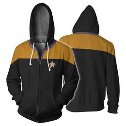 Star Cospaly Hoodie Costume Trek Sweatshirts Zip Up Print Coat Men Women Jacket Cardigan Adult Hoody Outwear Casual Tops G1229
