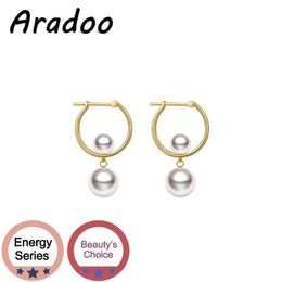 large gold plates UK - Dangle & Chandelier ARADOO Large C Semicircular Pearl Earrings, Irregular Natural Pearls, Smart 18K Gold Plated Light Luxury Earrings