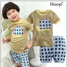 Summer Snail Boys Clothes Suits Baby Boy Pajamas Set Short Sleeve 100% Cotton Car Children PJ'S Girl Pijima T-Shirt Pants 210413