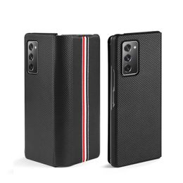 Carbon Fibre Pattern PU Leather Cell Phone Cases for Samsung Galaxy Z Fold4 Fold 3 Fold 2 Back Cover