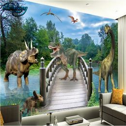 beibehang 3D Jurassic Dinosaurs Ancient Animals TV Backdrop Custom Wallpapers Mural Decorative Paintings