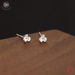 lotus flower earrings NZ - Stud Dreamhonor Fashion Summer Jewelry Mini Lotus Flower Silver Gold Earrings For Women Birthday Gifts